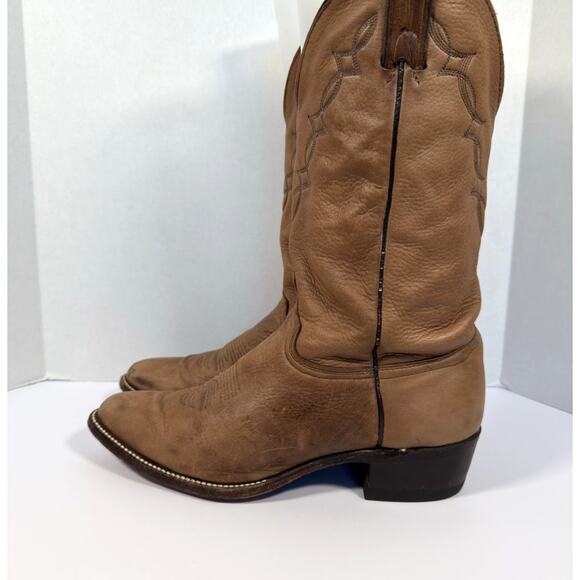 Abilene Womens Soft Elk Leather Brown Cowboy Western Boots Made in USA Size 10.5 - Picture 10 of 13